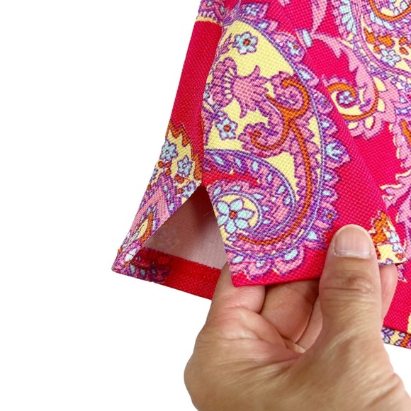 Lands' End Sz 10 Tankini Swim Top Red Floral & Paisley Padded Bra Square Neck - Picture 3 of 9